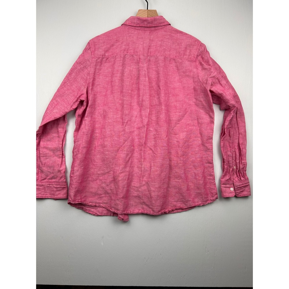 Banana Republic Soft Wash Pink Linen Blend Button Down Shirt Womens Large